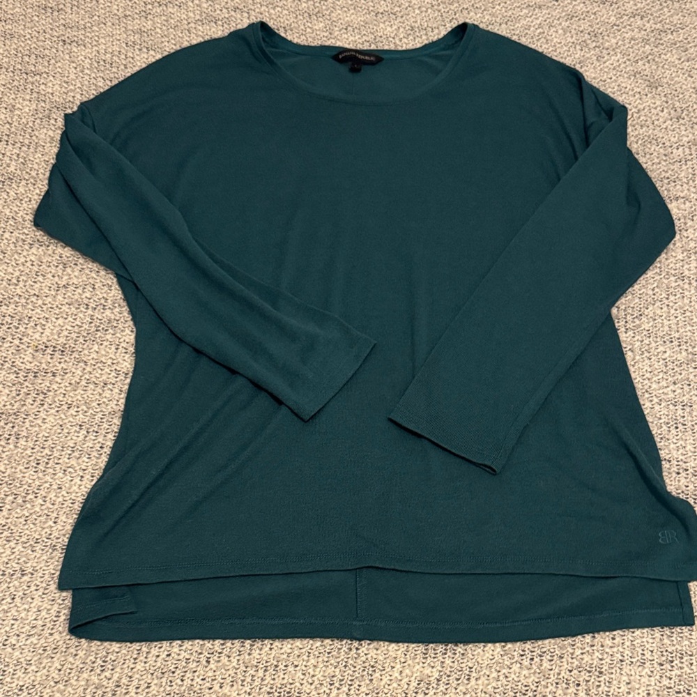 Banana Republic Teal Long Sleeve Layered Hem Top Size Large